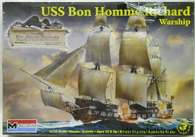 Monogram 1/124 Bonhomme Richard John Paul Jones Ship - (ex Aurora), 85-0388 plastic model kit